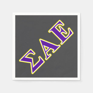 Sigma Alpha Epsilon Purple and Yellow Letters Napkins