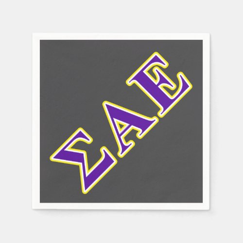 Sigma Alpha Epsilon Purple and Yellow Letters Napkins