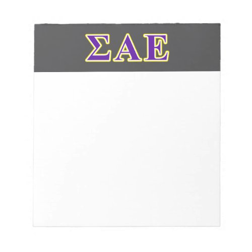 Sigma Alpha Epsilon Purple and Yellow Letters Notepad
