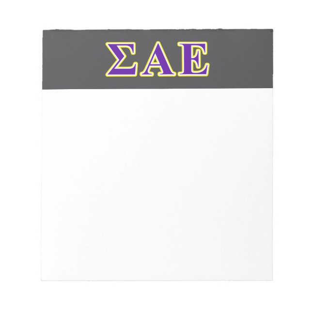 Sigma Alpha Epsilon Purple and Yellow Letters Notepad (Front)