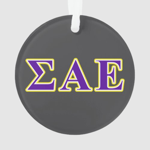 Sigma Alpha Epsilon Purple and Yellow Letters Ornament