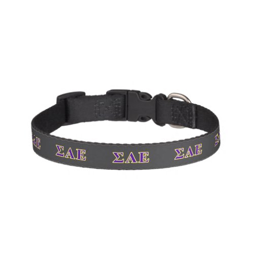 Sigma Alpha Epsilon Purple and Yellow Letters Pet Collar