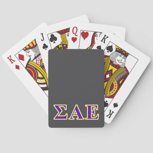 Sigma Alpha Epsilon Purple and Yellow Letters Poker Cards (Back)