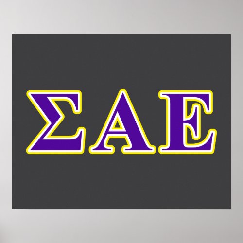 Sigma Alpha Epsilon Purple and Yellow Letters Poster