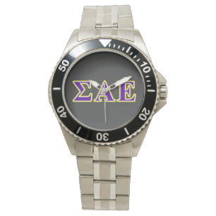Sigma Alpha Epsilon Purple and Yellow Letters Watch