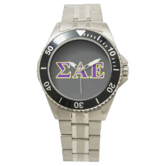 Sigma Alpha Epsilon Purple and Yellow Letters Watch