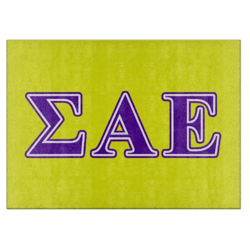Sigma Alpha Epsilon Purple Letters Cutting Board