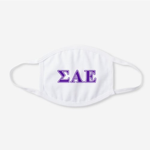 Sigma Alpha Epsilon Purple Letters White Cotton Face Mask
