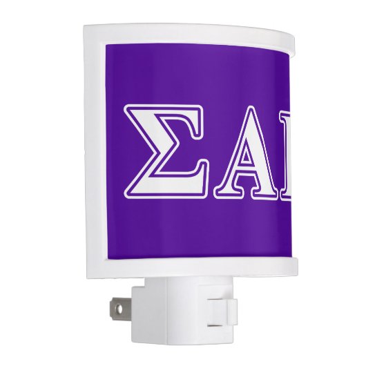 Sigma Alpha Epsilon White and Purple Letters Night Light (Right)