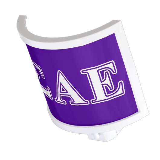 Sigma Alpha Epsilon White and Purple Letters Night Light (Angled)