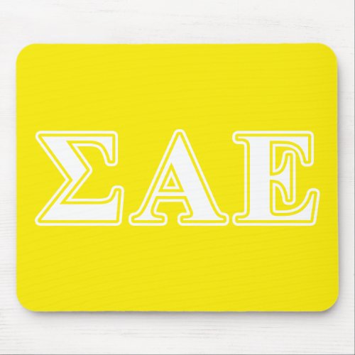 Sigma Alpha Epsilon White and Yellow Letters Mouse Pad