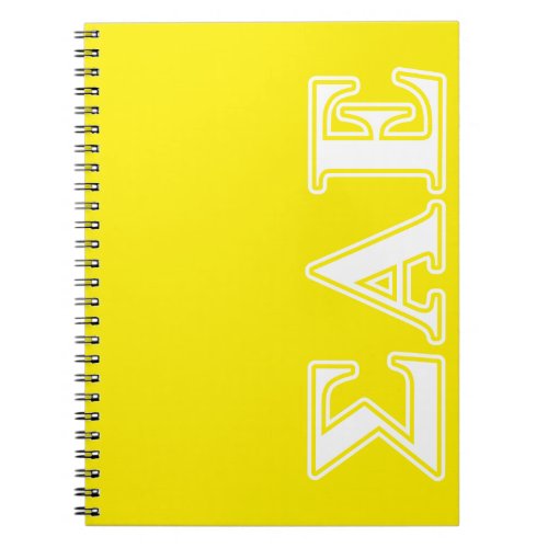 Sigma Alpha Epsilon White and Yellow Letters Notebook