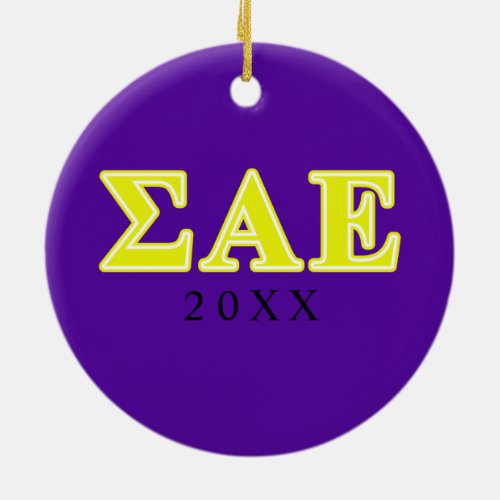 Sigma Alpha Epsilon Yellow Letters Ceramic Ornament