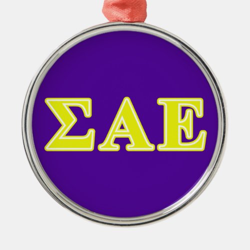 Sigma Alpha Epsilon Yellow Letters Metal Ornament