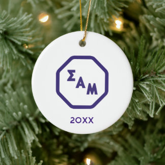 Sigma Alpha Mu Fraternity Octagon Greek Letters 2 Ceramic Ornament