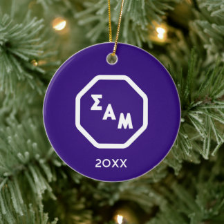 Sigma Alpha Mu Fraternity Octagon Greek Letters Ceramic Ornament