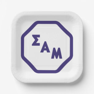 Sigma Alpha Mu Fraternity Octagon Greek Letters Paper Plates