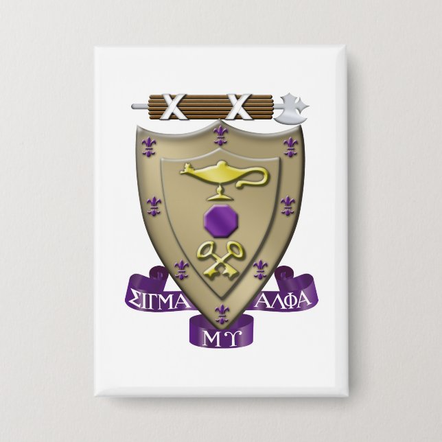 Sigma Alpha Mu Fraternity Official Coat of Arms Button (Front)
