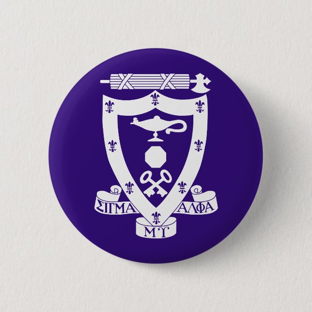 Sigma Alpha Mu Fraternity Official Coat of Arms Button (Front)
