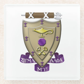 Sigma Alpha Mu Fraternity Official Coat of Arms Glass Coaster