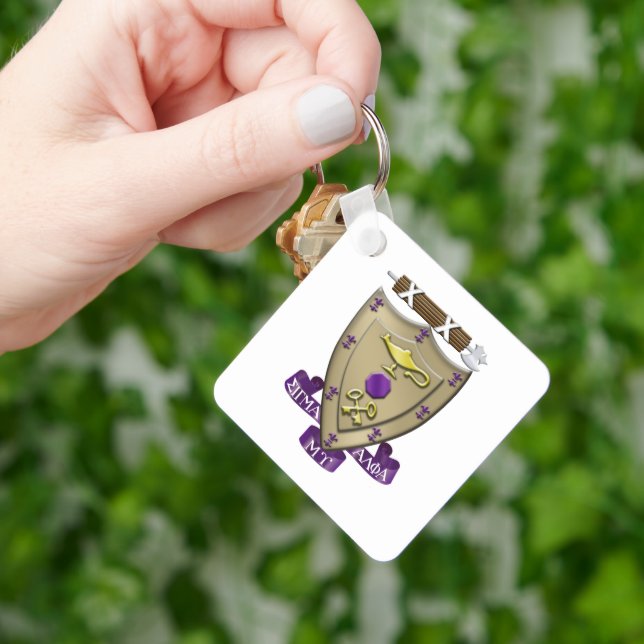 Sigma Alpha Mu Fraternity Official Coat of Arms Keychain (Hand)