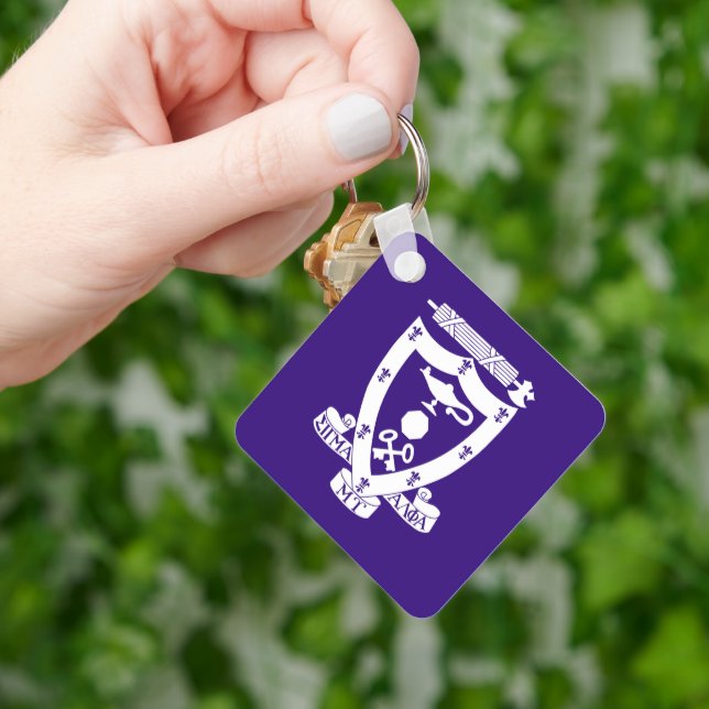 Sigma Alpha Mu Fraternity Official Coat of Arms Keychain (Hand)