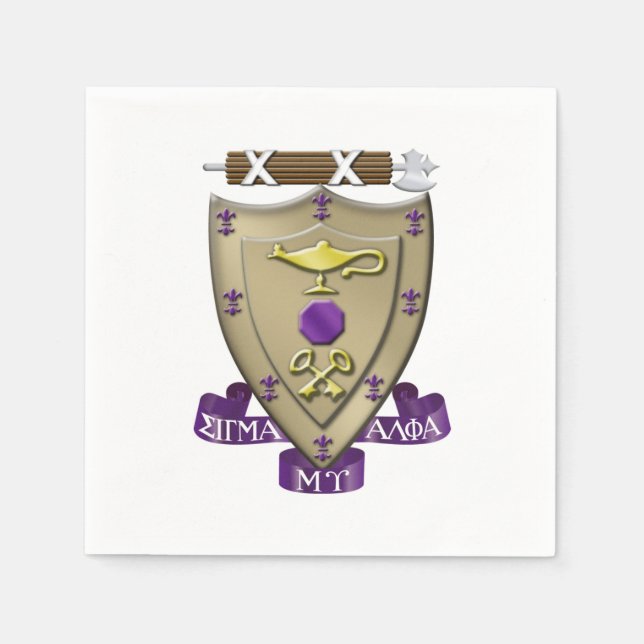 Sigma Alpha Mu Fraternity Official Coat of Arms Napkins (Front)
