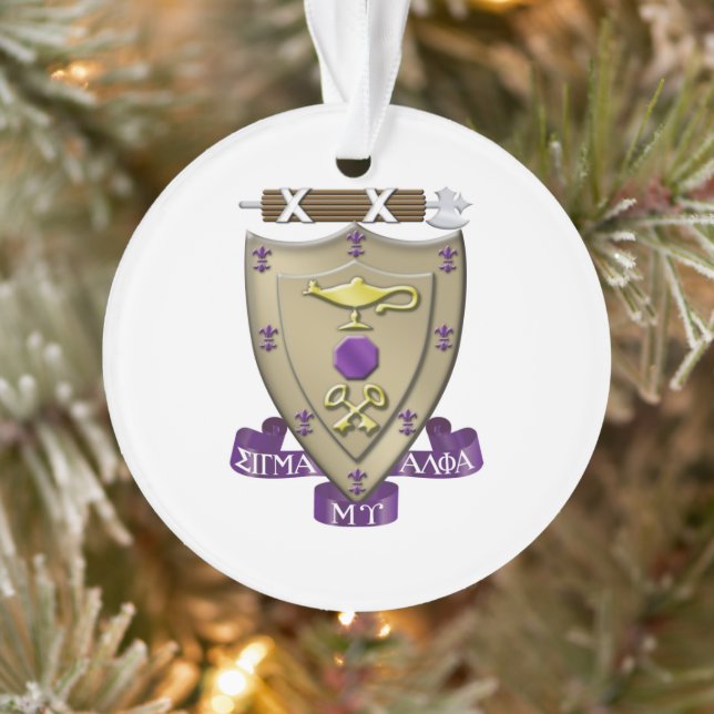 Sigma Alpha Mu Fraternity Official Coat of Arms Ornament (Tree)