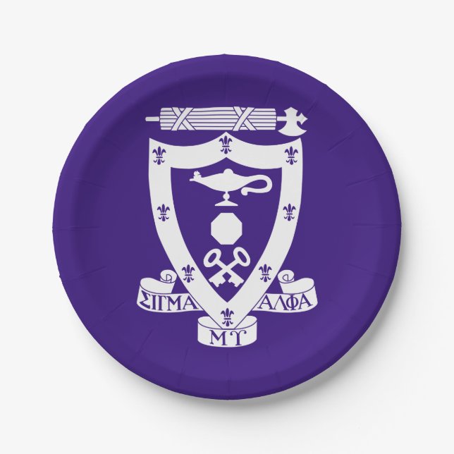 Sigma Alpha Mu Fraternity Official Coat of Arms Paper Plates (Front)