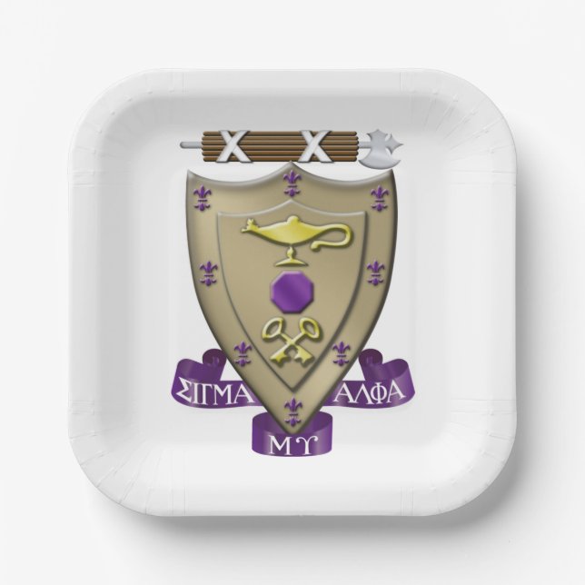 Sigma Alpha Mu Fraternity Official Coat of Arms Paper Plates (Front)