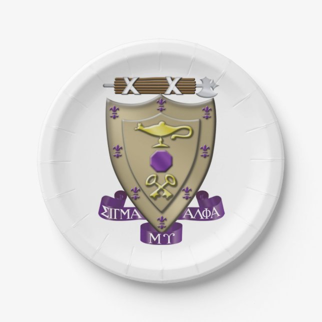 Sigma Alpha Mu Fraternity Official Coat of Arms Paper Plates (Front)