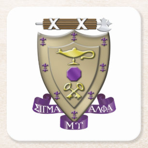 Sigma Alpha Mu Fraternity Official Coat of Arms Square Paper Coaster