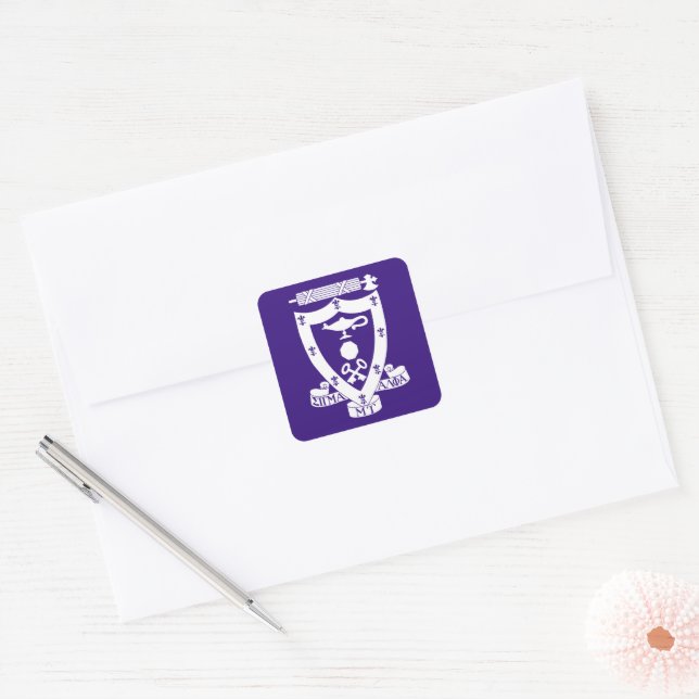 Sigma Alpha Mu Fraternity Official Coat of Arms Square Sticker (Envelope)