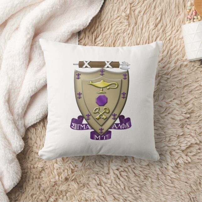 Sigma Alpha Mu Fraternity Official Coat of Arms Throw Pillow (Blanket)