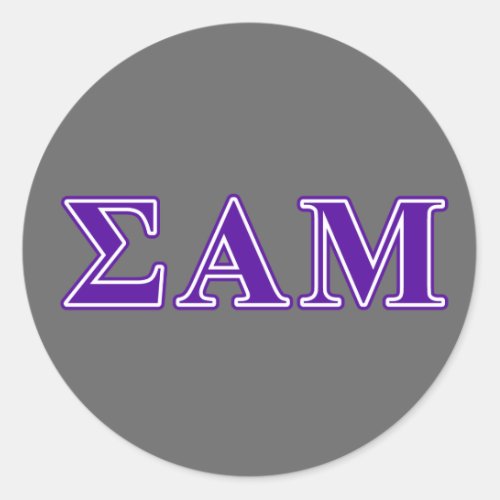 Sigma Alpha Mu Purple Letters Classic Round Sticker