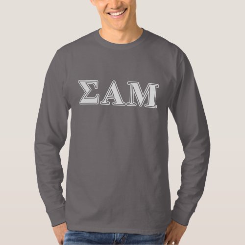 Sigma Alpha Mu White and Purple Letters T_Shirt