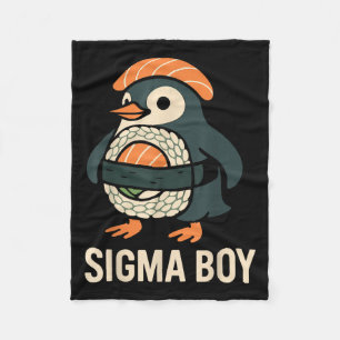 Sigma Boy Italian Brainrot Funny Meme Penguin Fleece Blanket