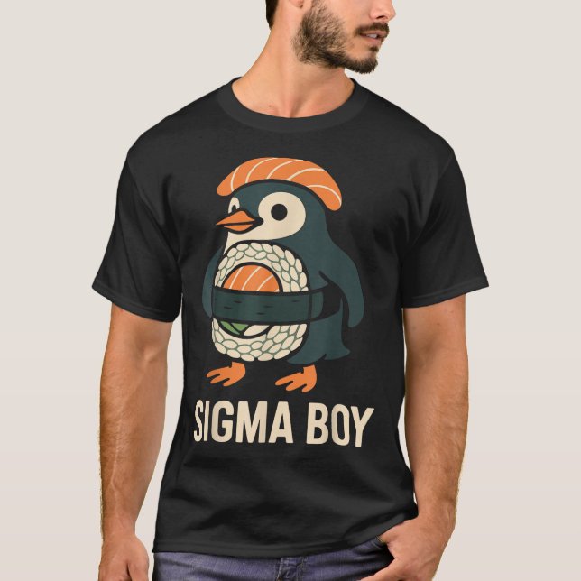 Sigma Boy Italian Brainrot Funny Meme Penguin  T-Shirt (Front)