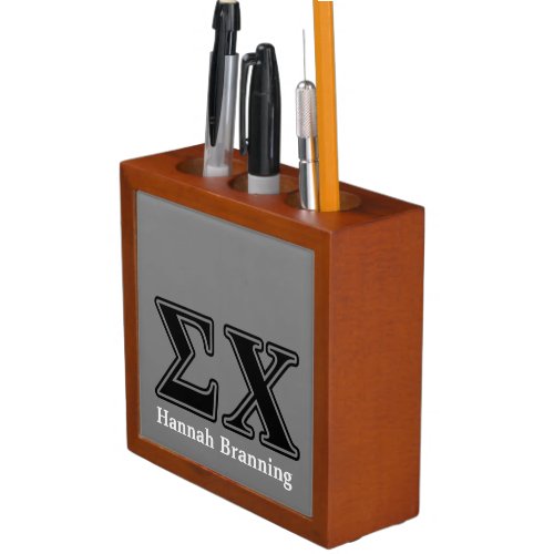 Sigma Chi Black Letters Pencil Holder