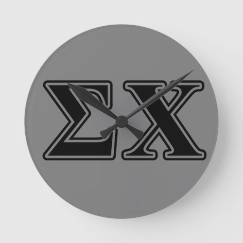 Sigma Chi Black Letters Round Clock