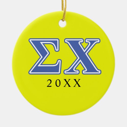 Sigma Chi Blue Letters Ceramic Ornament