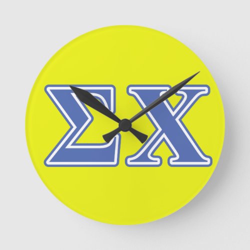 Sigma Chi Blue Letters Round Clock