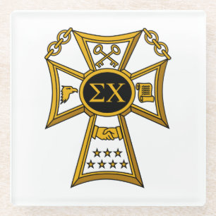 Sigma Chi Fraternity Official Seal Glass Coaster