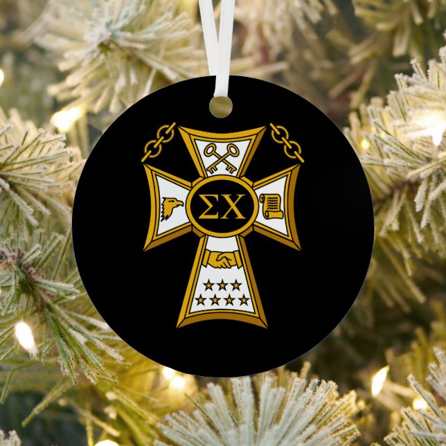 Sigma Chi Fraternity Official Seal Metal Ornament (Insitu)
