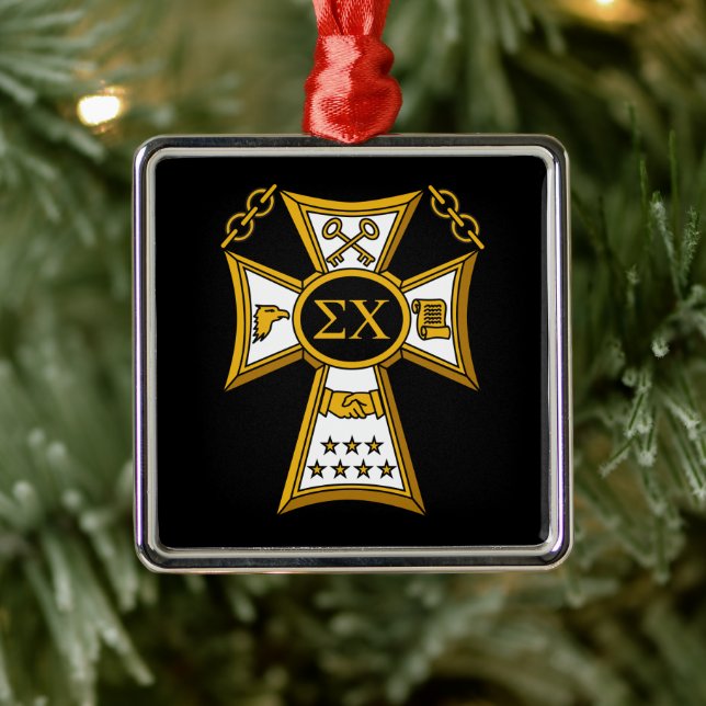 Sigma Chi Fraternity Official Seal Metal Ornament (Tree)