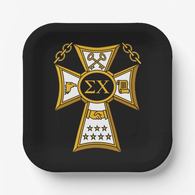 Sigma Chi Fraternity Official Seal Paper Plates (Front)
