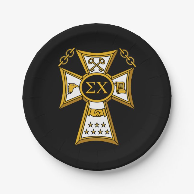 Sigma Chi Fraternity Official Seal Paper Plates (Front)