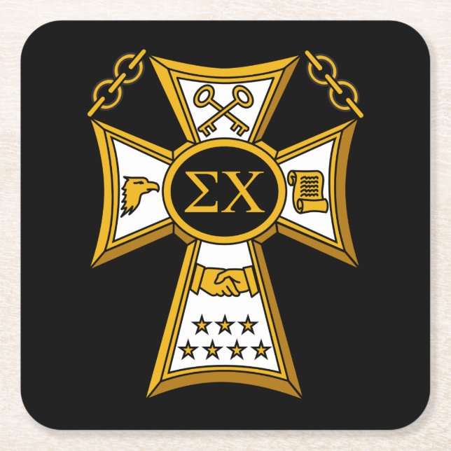 Sigma Chi Fraternity Official Seal Square Paper Co Coaster (Front)
