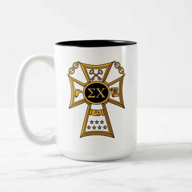 Sigma Chi Fraternity Official Seal Two-Tone Coffee Mug (Left)