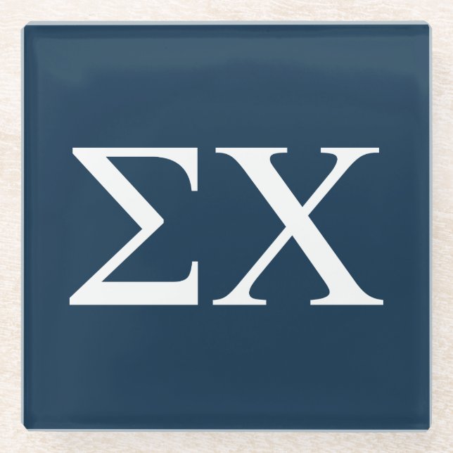 Sigma Chi Letter Logo Glass Coaster (Front)